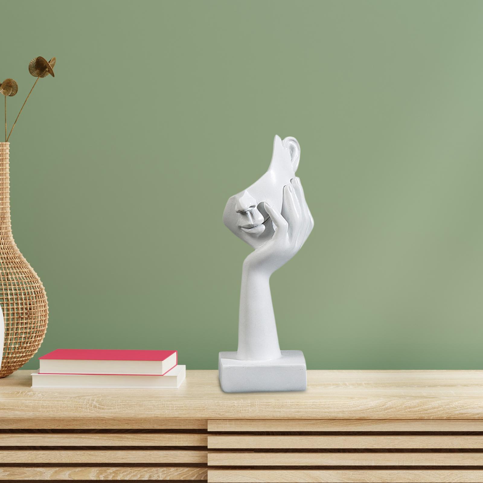 Resin Thinker Statue, Half Face Sculpture, Abstract Art Figurine, Decor Characters  Nordic Ornament for Bookcase, Home, Desk, Office