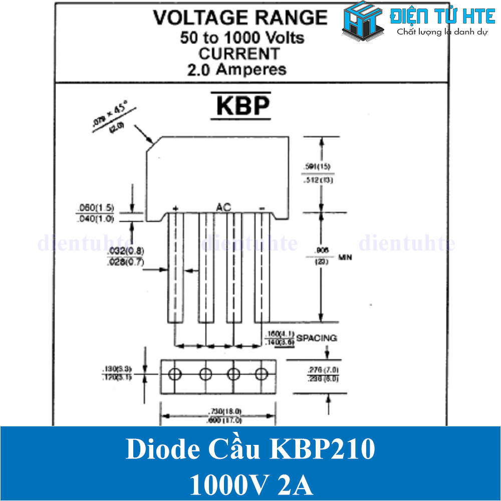 Bộ 5 Diode cầu KBP210 2A 1000V chân cắm