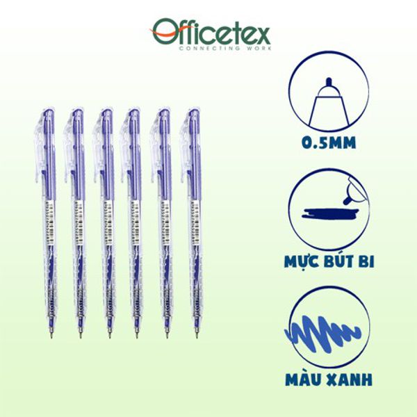 Set 4 cái bút bi Officetex ngòi 0.7mm mực xanh