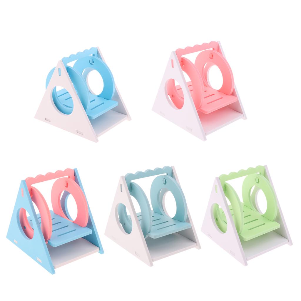 Hamster Toy Swing Wooden Colorful Small Chinchilla Squirrel Supply pink