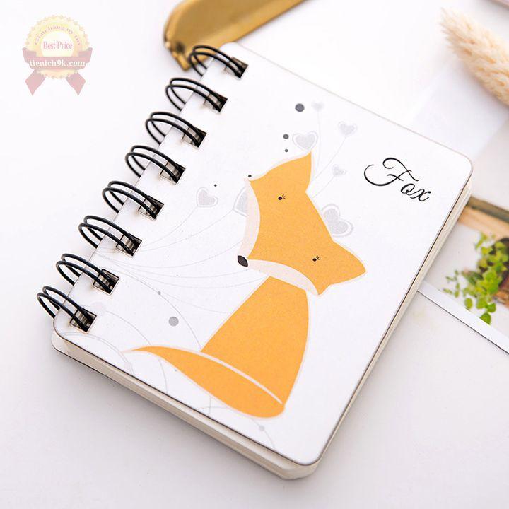 Sổ vẽ ghi chép mini a6 lò xo gáy xoắn 80 trang hình thú cưng cute dễ thương vintage planner