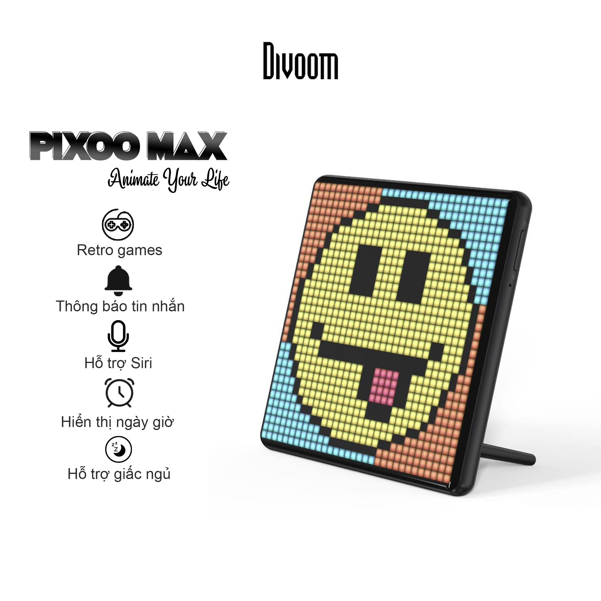 Màn hình LED Divoom Pixoo Max 32x32 pixel tích hợp App nhiều tính năng, có thể trang trí treo xe ô tô/ treo tường/ bàn - HÀNG CHÍNH HÃNG