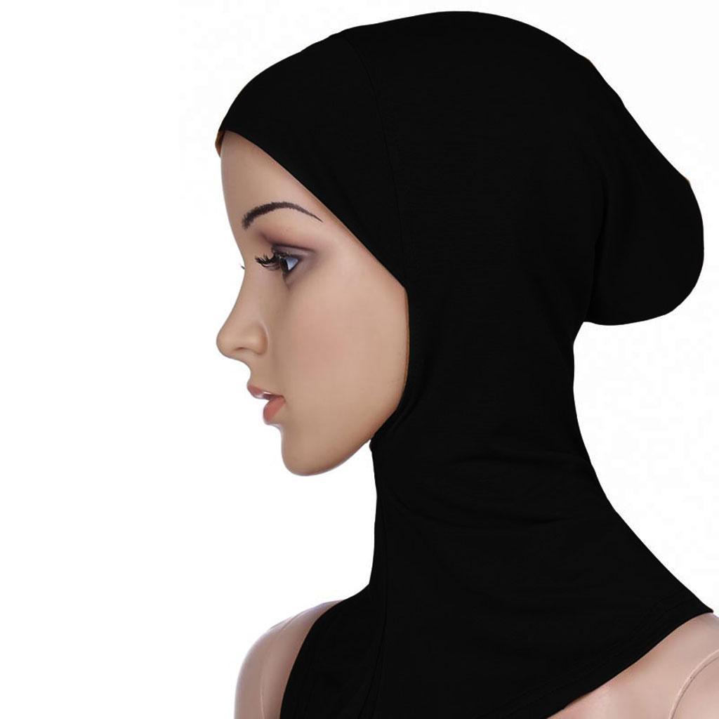 2/set Black Muslim Full Cover Hijab Cap Islamic Underscarf Headwear