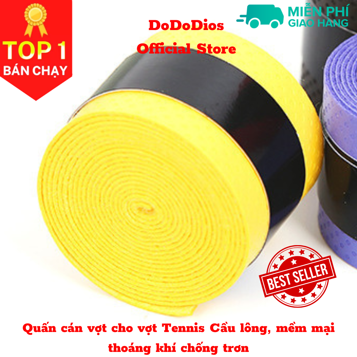 Quấn cán vợt cầu lông, quần cán vợt tennis dododios cho vợt Tennis Cầu lông, mềm mại thoáng khí chống trơn thoát mồ hôi, độ bám cao - dây quấn cán vợt cầu lông, dây quấn cán vợt tennis Hàng Chính Hãng