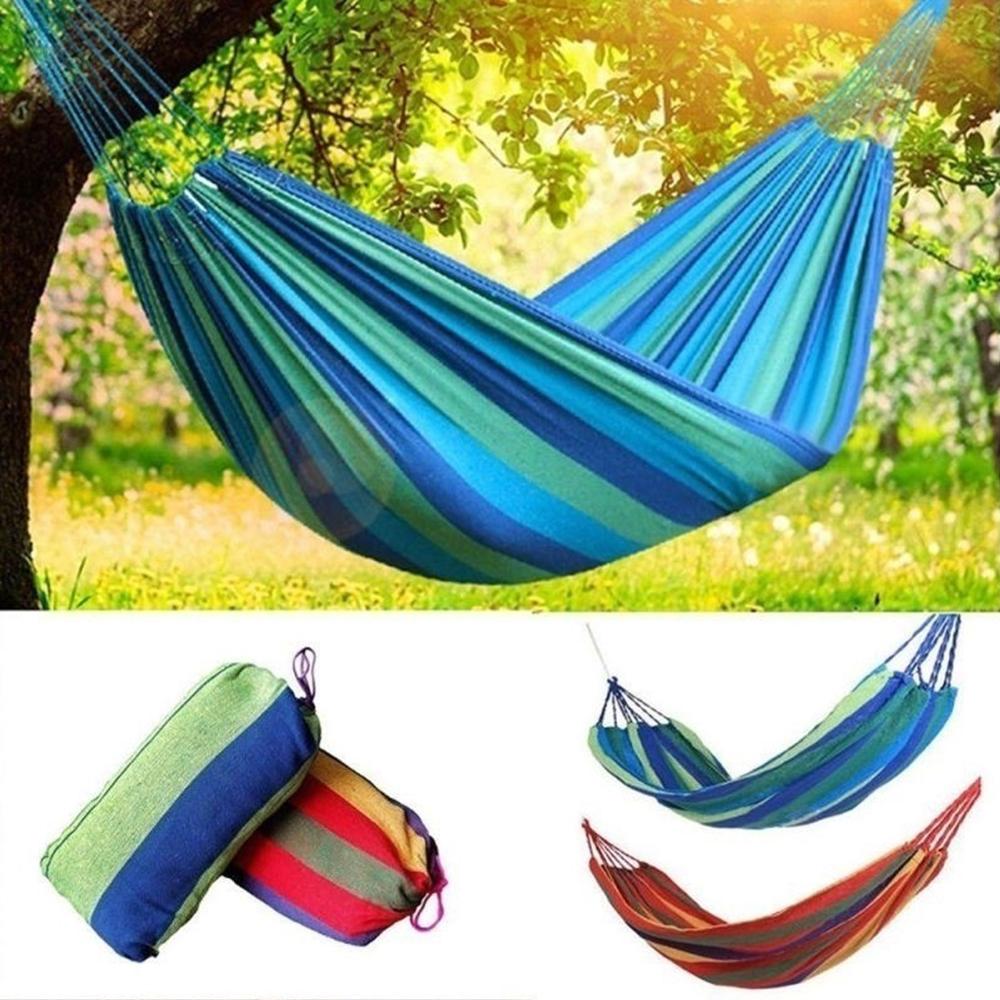 Di Động Võng Võng Ngoài Trời Sân Vườn Thể Thao Nhà Du Lịch Cắm Trại Đầm Xòe Vải Sọc Hàng Giường Võng Đôi Người Độc Thân