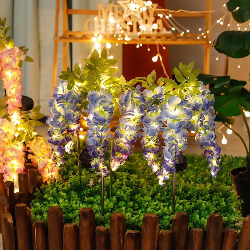 Đèn Trang Trí Năng Lượng Mặt Trời Hoa Tử Đằng Màu Tím - Trắng Hồng, Chống Nước, Sử Dụng 10 Năm - DA3038