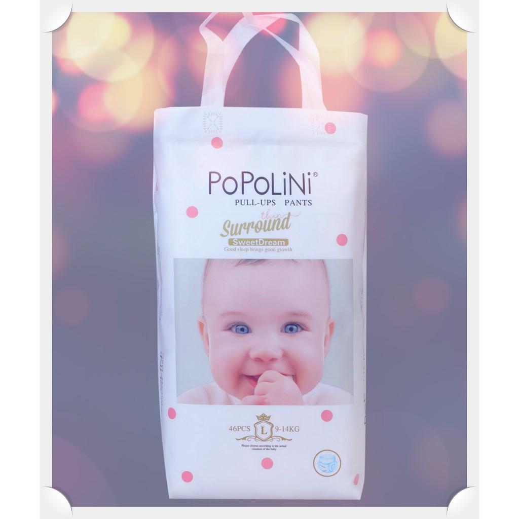 Combo 6 bịch tã quần POPOLINI size L 46 miếng dành cho bé 9-14kg