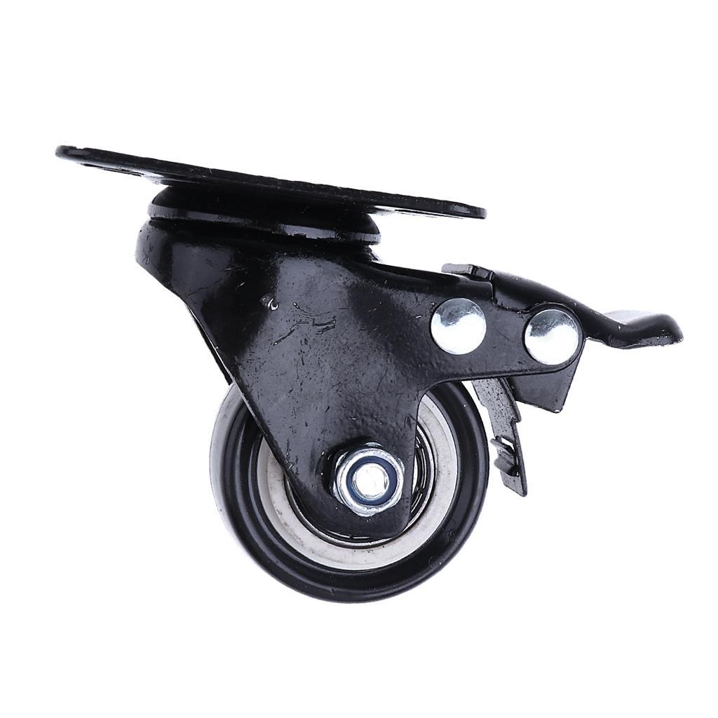 4 Pcs 1.5'' Swivel Caster PU Wheels With Brake Lock Universal Replacement