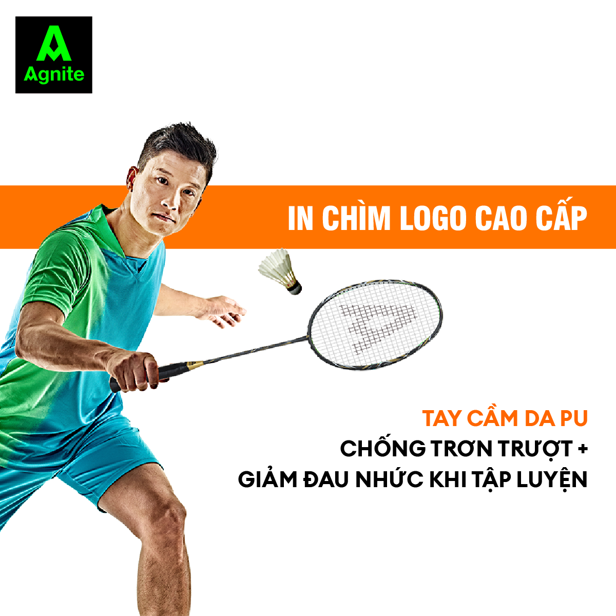 [BH 1 NĂM] Vợt cầu lông đơn cao cấp chơi chuyên nghiệp Agnite, 100% CARBON, khớp nối liền siêu bền nhẹ tặng kèm phụ kiện