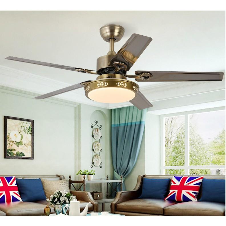 Quạt Trần Có Đèn LED, Có Điều Từ Xa Động Cơ DC 2 Chiều Gió - Công Xuất 90W