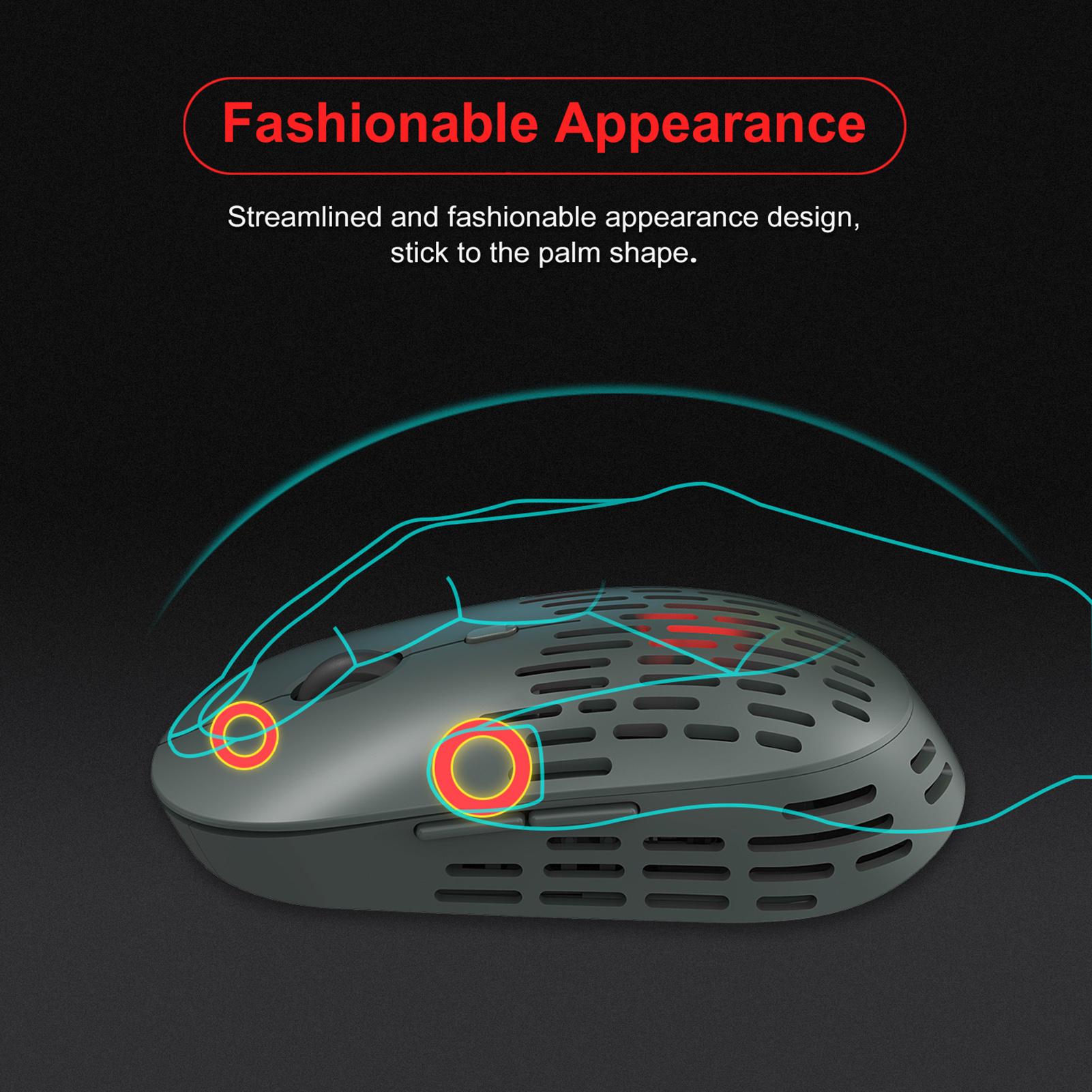 HXSJ T38 2.4G Wireless Mouse Mute Office Mouse 3 Adjustable DPI Colorful Breathing Light Built-in Rechargeable Battery