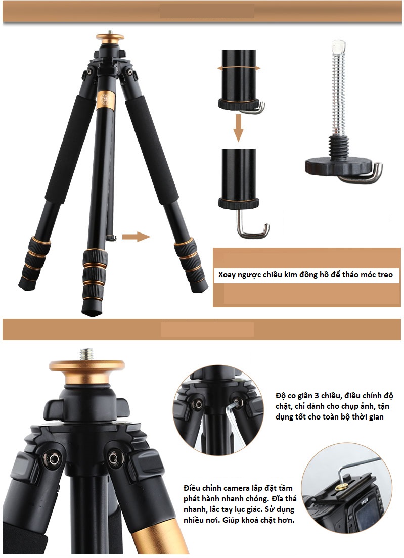 CHÂN MÁY ẢNH TRIPOD BEIKE Q-479 - HÀNG NHẬP KHẨU