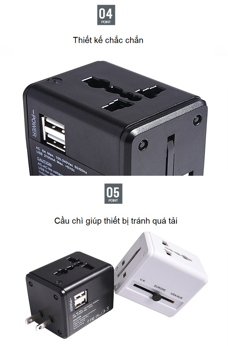 Ổ cắm điện du lịch đa năng quốc tế D995 -