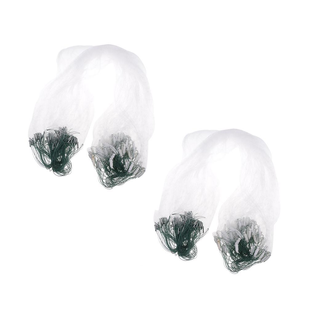 2Pcs 20m Polyethylene Sticky Single Layers Clear Green Bait Trap Monofilament Fishing Gill Net with Floating Screen Mesh Trap