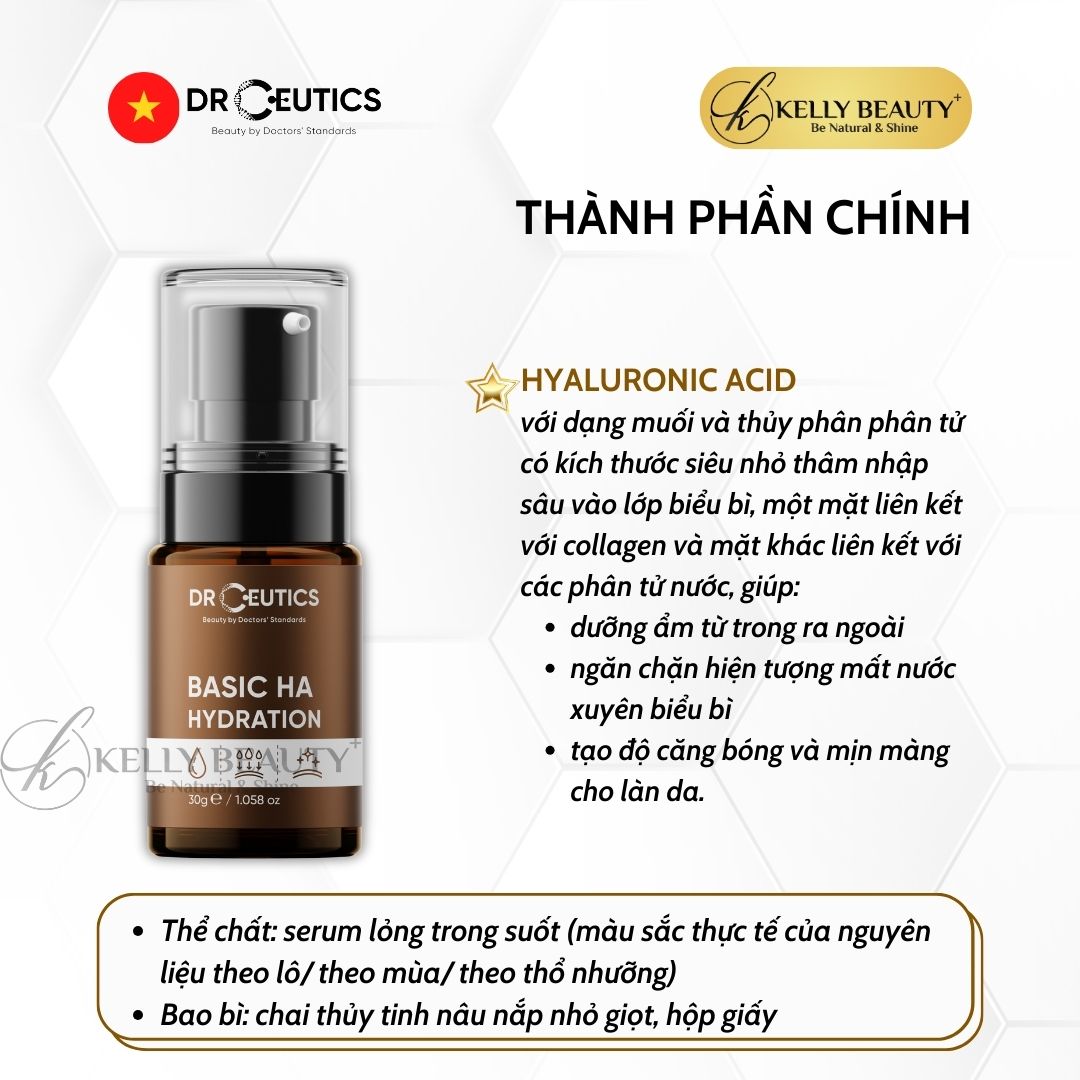 Tinh Chất Cấp Ẩm Cho Da Dầu Drceutics Basic HA Hydration | Kelly Beauty