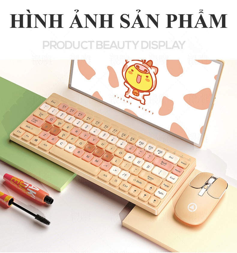 Bộ bàn phím và chuột không dây 84 phím YINDIAO KM-02 kết nối bằng chip USB sử dụng pin sạc với thiết kế mini nhỏ gọn tiện lợi - HÀNG CHÍNH HÃNG