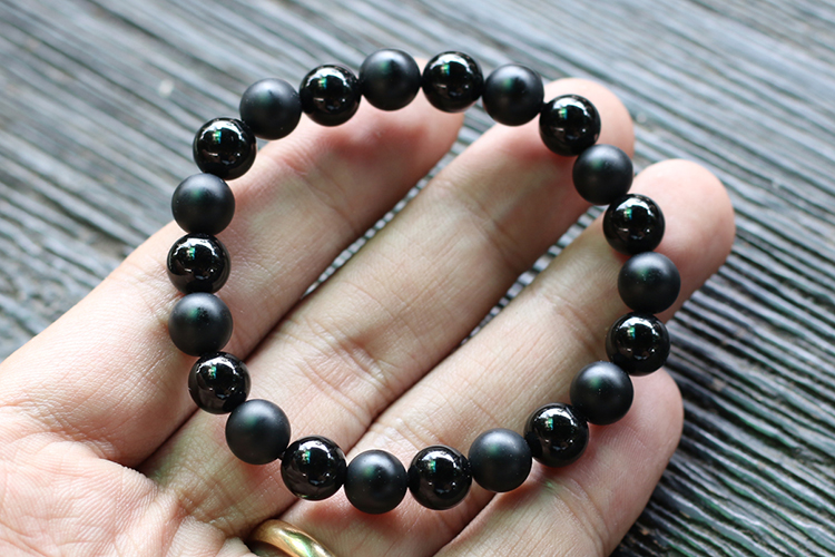 Vòng Đá Obsidian Đá Thiền Bóng Nhám Ngọc Quý Gemstones