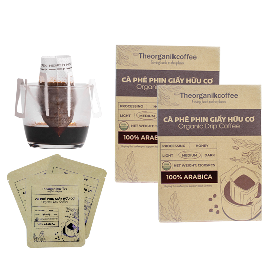 Cà phê Arabica hữu cơ phin giấy - 5 pcs/hộp
