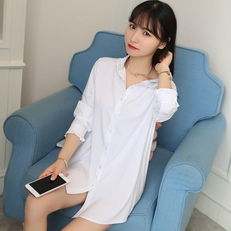 Áo sơ mi trắng nhún bèo