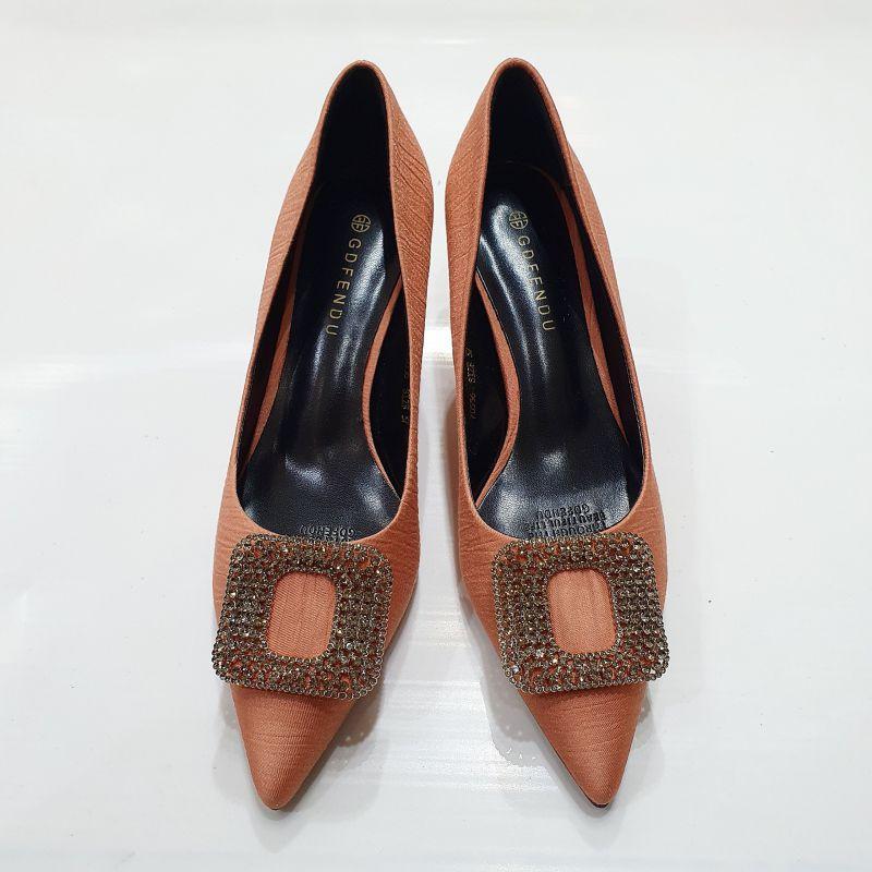 Giày Cao Gót 7 Phân Da Lì Đính Mặt Vuông 73223_153173