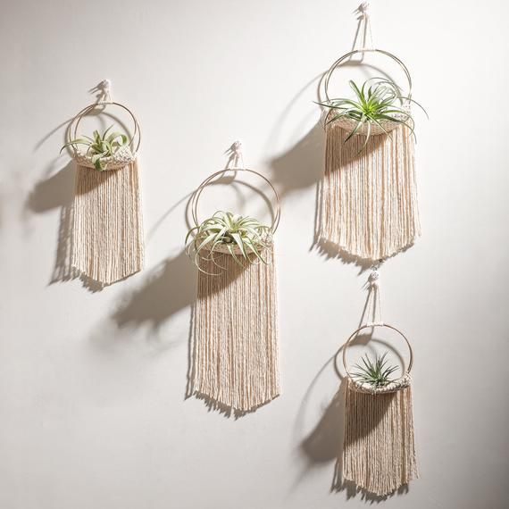 Giỏ treo trang trí lẵng hoa giỏ treo cây không khi khung tròn tết dây thủ công macrame