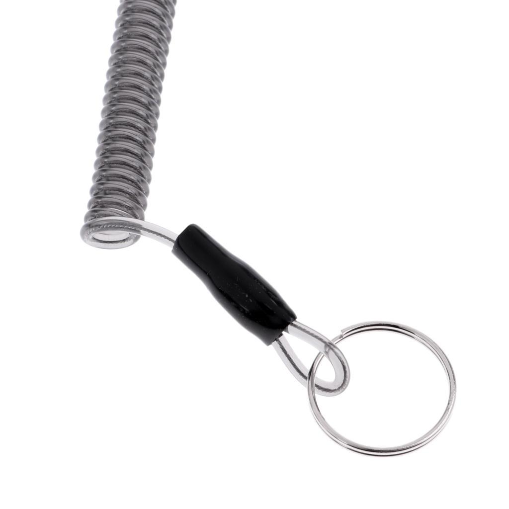 Booms Fishing Coiled Lanyard or Safety Rope Wire Steel Inside 27cm