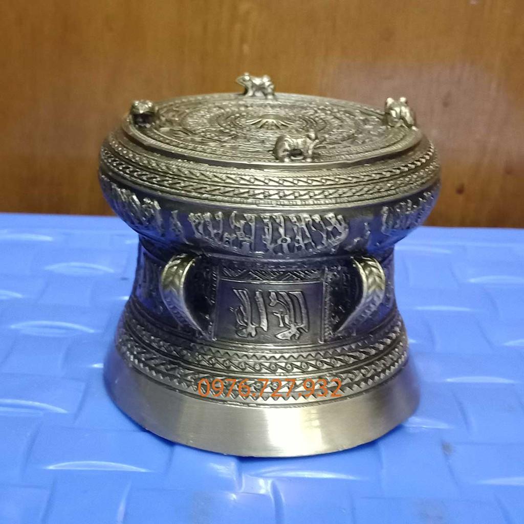 Trống đồng đúc đường kính 7.5cm, quà tặng trống đồng