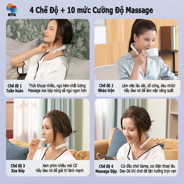 Máy massage cổ vai gáy Jeeback G6 phiên bản thanh lịch, siêu nhỏ gọn, kết nối App điều khiển, massage 3 cấp nhiệt, 4 chệ độ cùng 10 cường độ tích hợp, hàng chính hãng