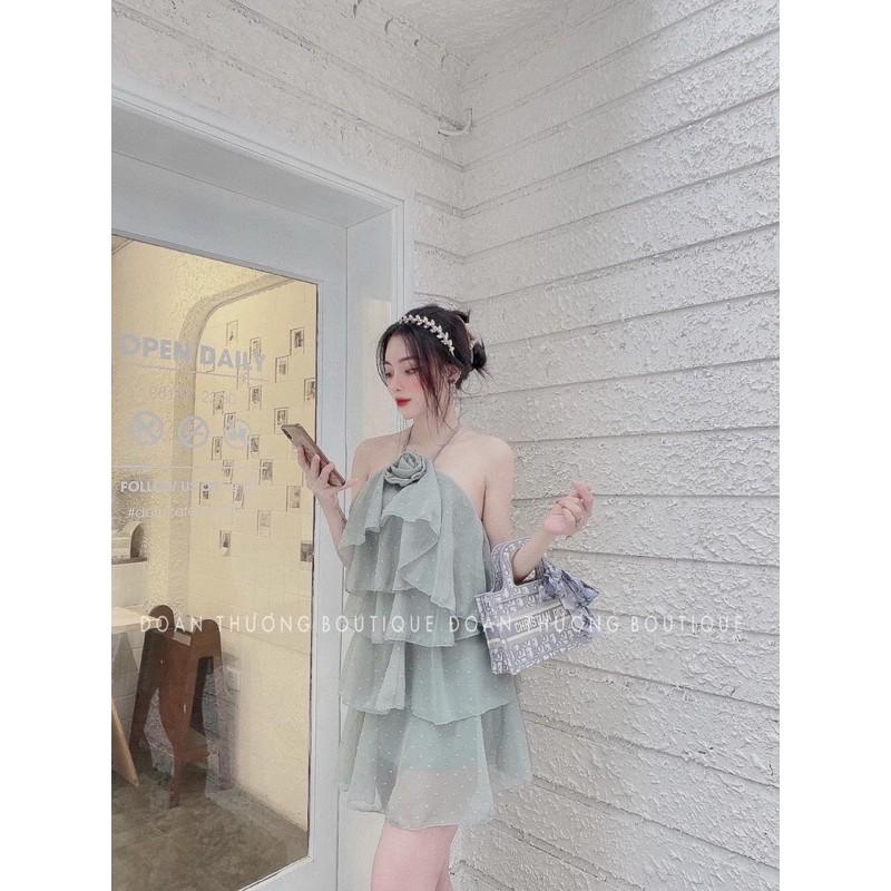 ĐẦM CỔ YẾM TẦNG KÈM HOA