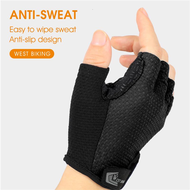 Găng tay xe đạp thể thao WEST BIKING Thoáng khí chống trượt Găng tay xe đạp đường trường MTB Màn hình cảm ứng Nam nữ Găng tay xe đạp chạy bộ ngoài trời Color: 223 Full Black Size: XL