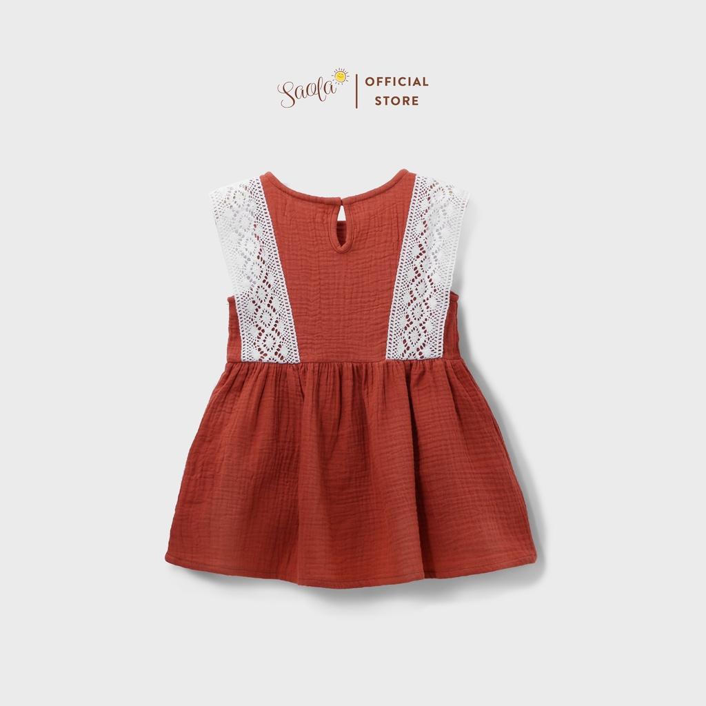 Đầm Bé Gái /Váy Bé Gái Phố Nơ và Ren Xinh Xắn - JONNA DRESS - DRM012 - SAOLA KIDS CLOTHING - Hồng Gạch