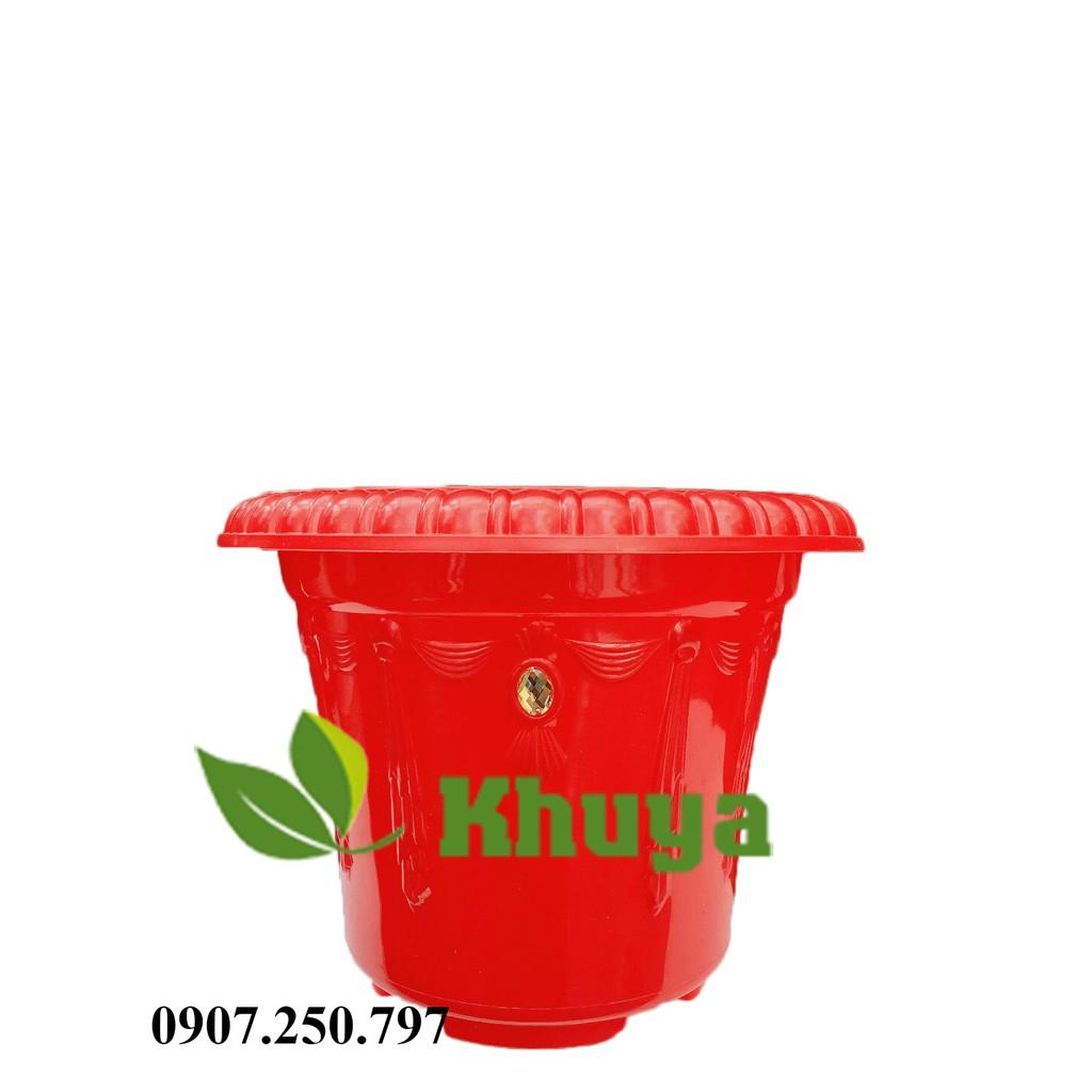 Chậu Ngọc trồng cây 28x21cm Trắng và Đỏ