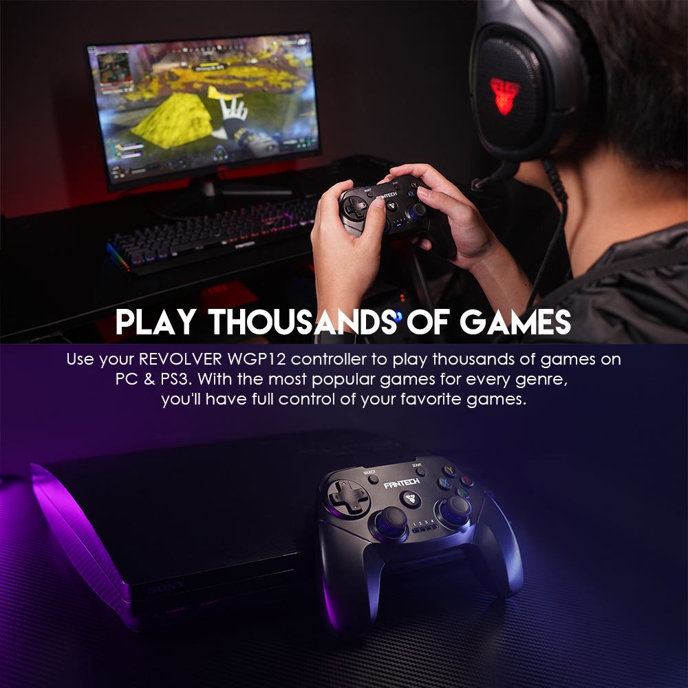 Tay cầm chơi Game không dây Fantech WGP12 REVOLVER dùng cho PC, Console, Smart TV... 4 chế độ cho từng game khác nhau - Hàng chính hãng