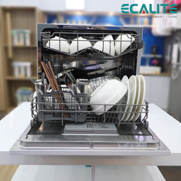Máy Rửa Chén Ecalite EDW-SMS6080WH - 8 Bộ - 6 Chương Trình Rửa - Hàng Chính Hãng