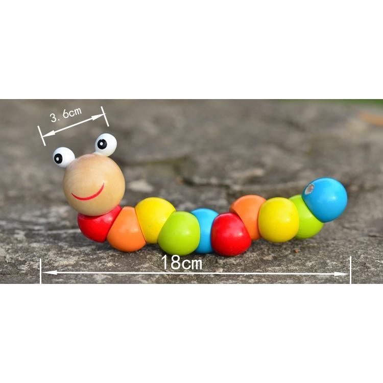 Đồ chơi sâu gỗ uốn dẻo ngộ nghĩnh cho bé rèn luyện kỹ năng cầm nắm