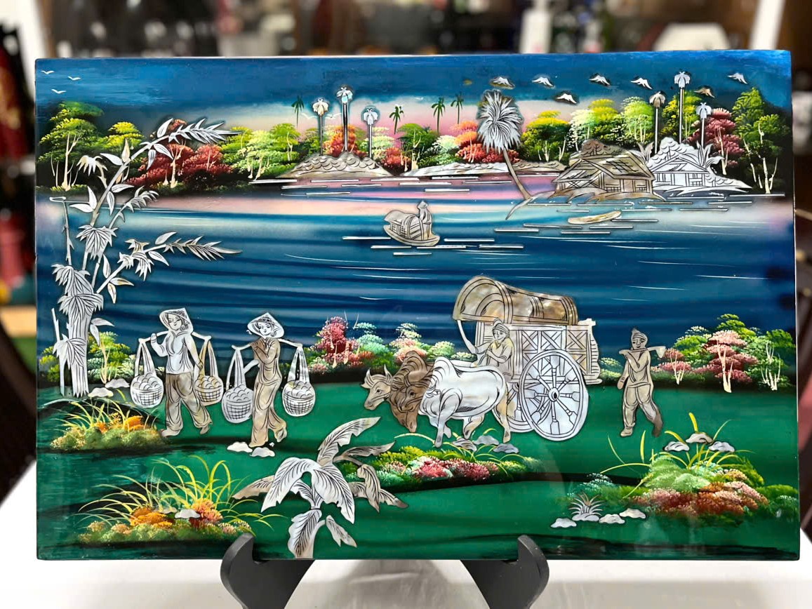 Tranh sơn mài - ĐỒNG QUÊ VIỆT NAM - Khảm cừ cao cấp, hàng xuất khẩu nhiều size