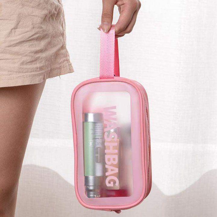 Túi hộp đựng mỹ phẩm, đồ trang điểm du lịch cá nhân washbag B112 trong suốt có khóa kéo, chống thấm nước tiện dụng.