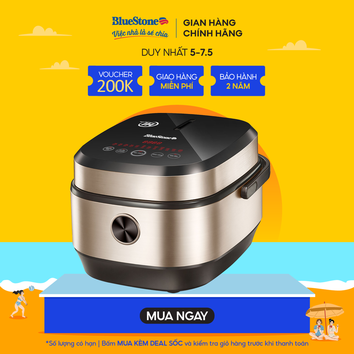 Nồi Cơm Điện Cao Tần BlueStone RCB-5988 (1.5 Lít -1200W) - Hàng chính hãng