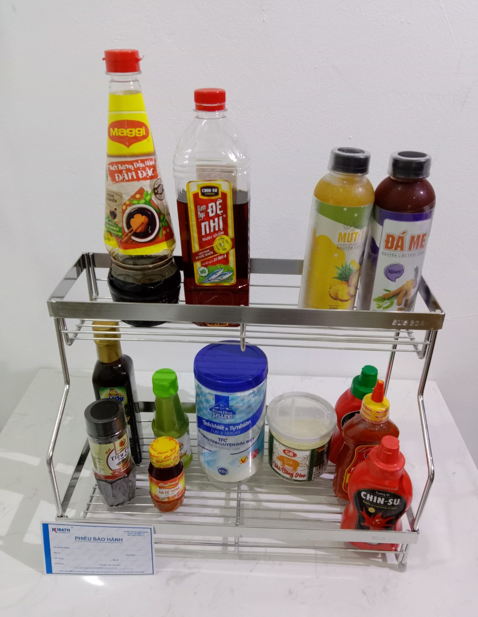 Kệ gia vị 2 tầng inox 304, KB-813