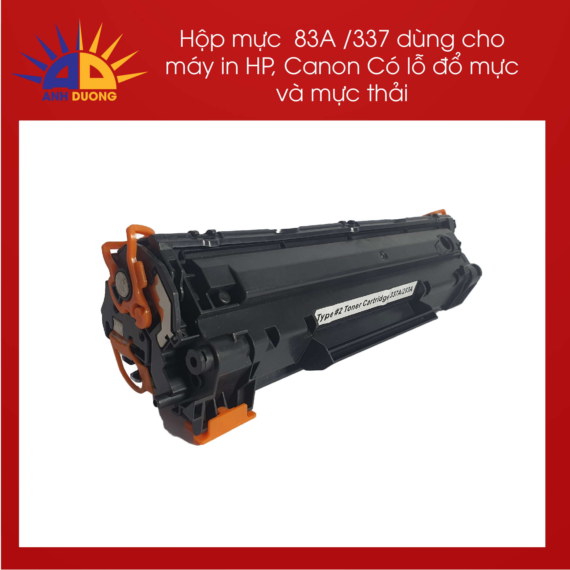 Hộp mực 83A và 337A có lỗ đổ mực và mực thải Dùng cho HP LaserJet Pro M125/ 125FW/ 125A/ M126/ ...
