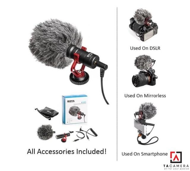 Micro Thu Âm Boya BY-MM1 dùng cho điện thoại và DSLR camera - Hàng Chính Hãng