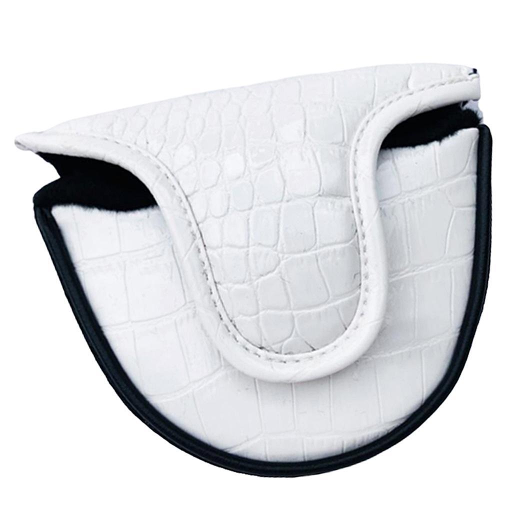Waterproof PU Golf Mallet Head Cover Club Center Putter Headcover White