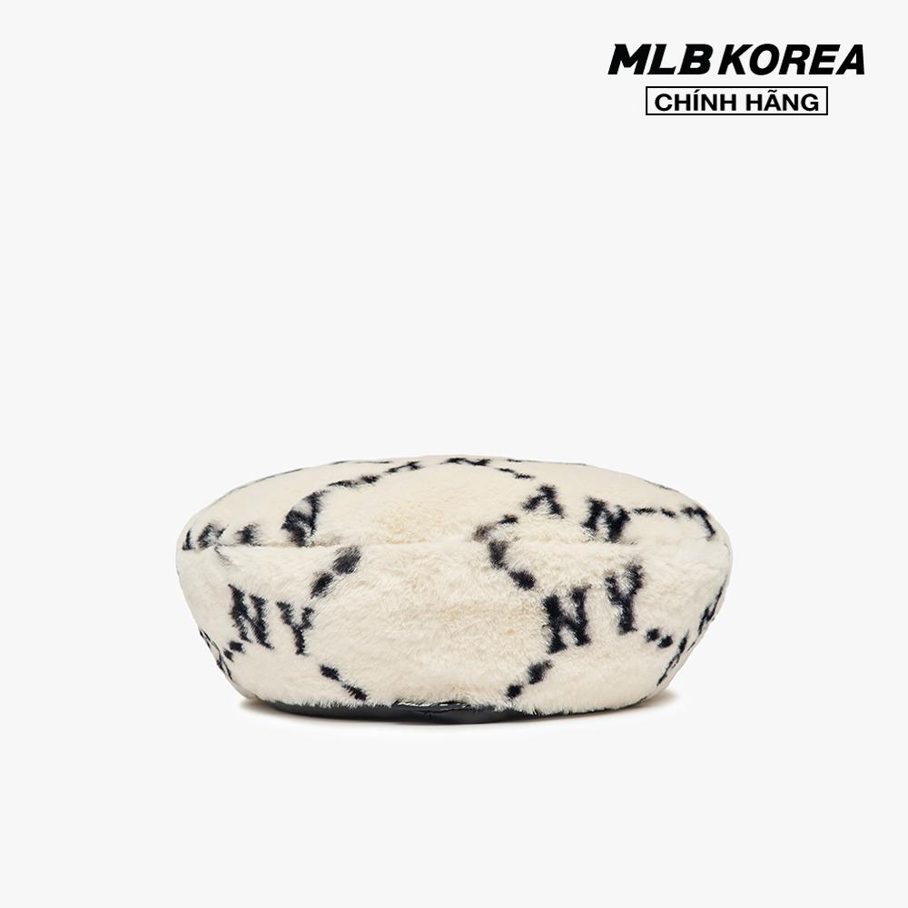 MLB - Nón beret lông in họa tiết monogram thời trang 3ACB