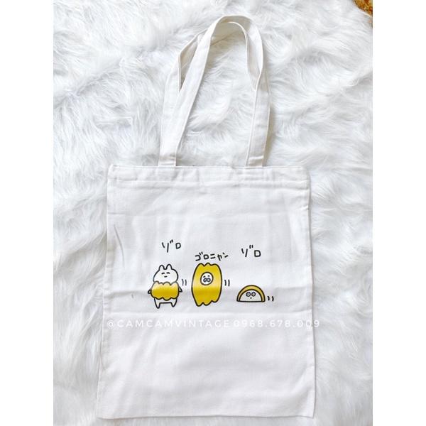 Túi tote canvas vải bảo vệ môi trương túi tote vải trắng ngà ulzzang vintage