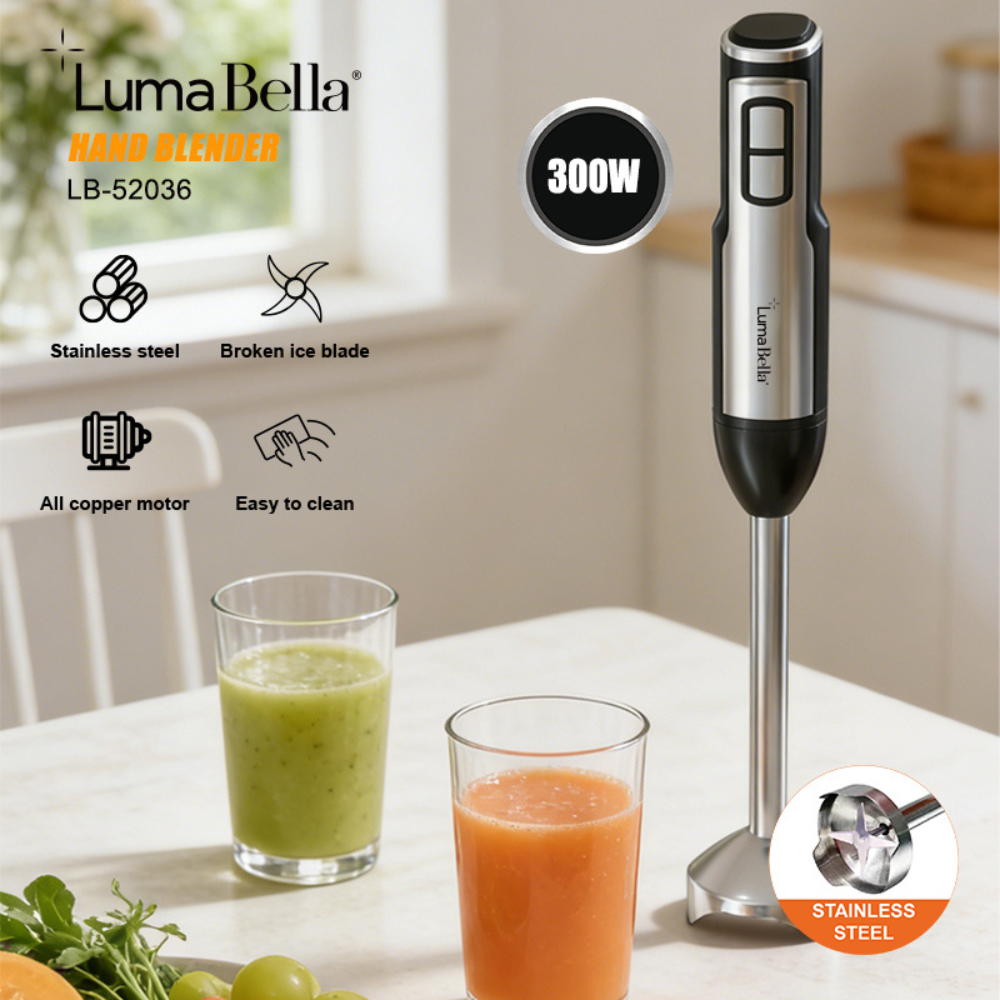 Máy xay cầm tay đa năng Lumabella LB-52036 công suất 1200W, lưỡi dao sắc bén xay nhuyễn thực phẩm - HÀNG CHÍNH HÃNG