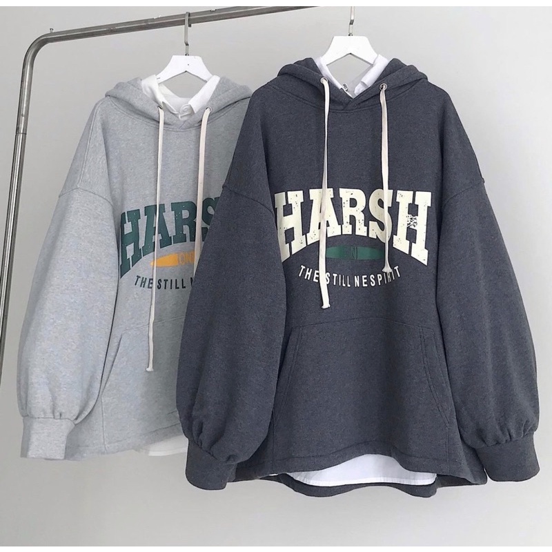 Áo Hoodie HARSH Ulzzang Unisex nam nữ Chất Nỉ Bông Form Basic Style Ulzzang, Áo hoodie HARSII màu trắng ảnh thật unisex ( nam nữ mặc đều được), Áo hoodie nỉ bông HARSH unisex nam nữ