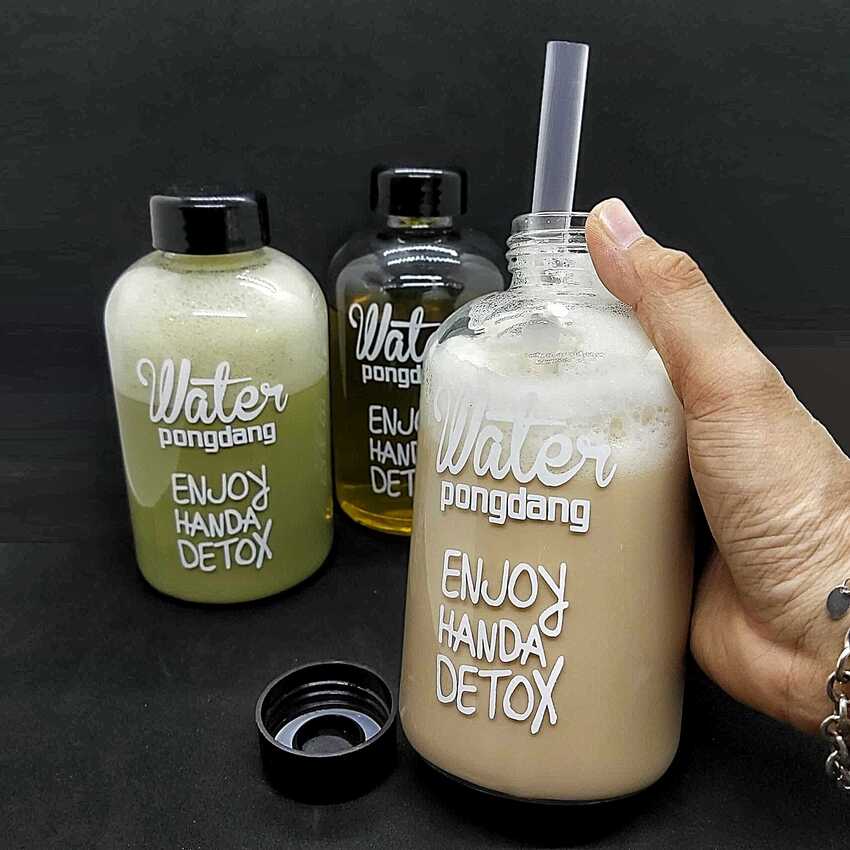 Combo 2 Chai Thủy Tinh đựng nước DETOX 600ML - Nắp nhựa có giăng cao su