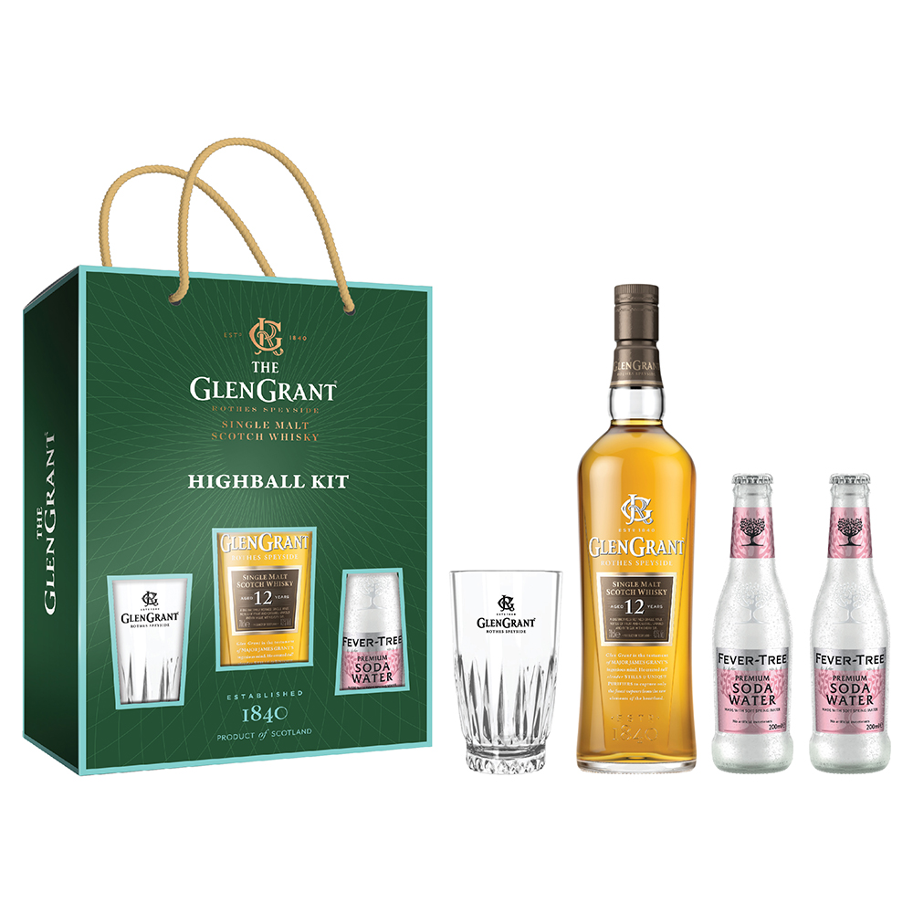 Set GLENGRANT SODA: 01 Rượu Glen Grant Aged 12YO 700ml 43% &amp; 02 chai Fever Tree Soda Water - Kèm hộp