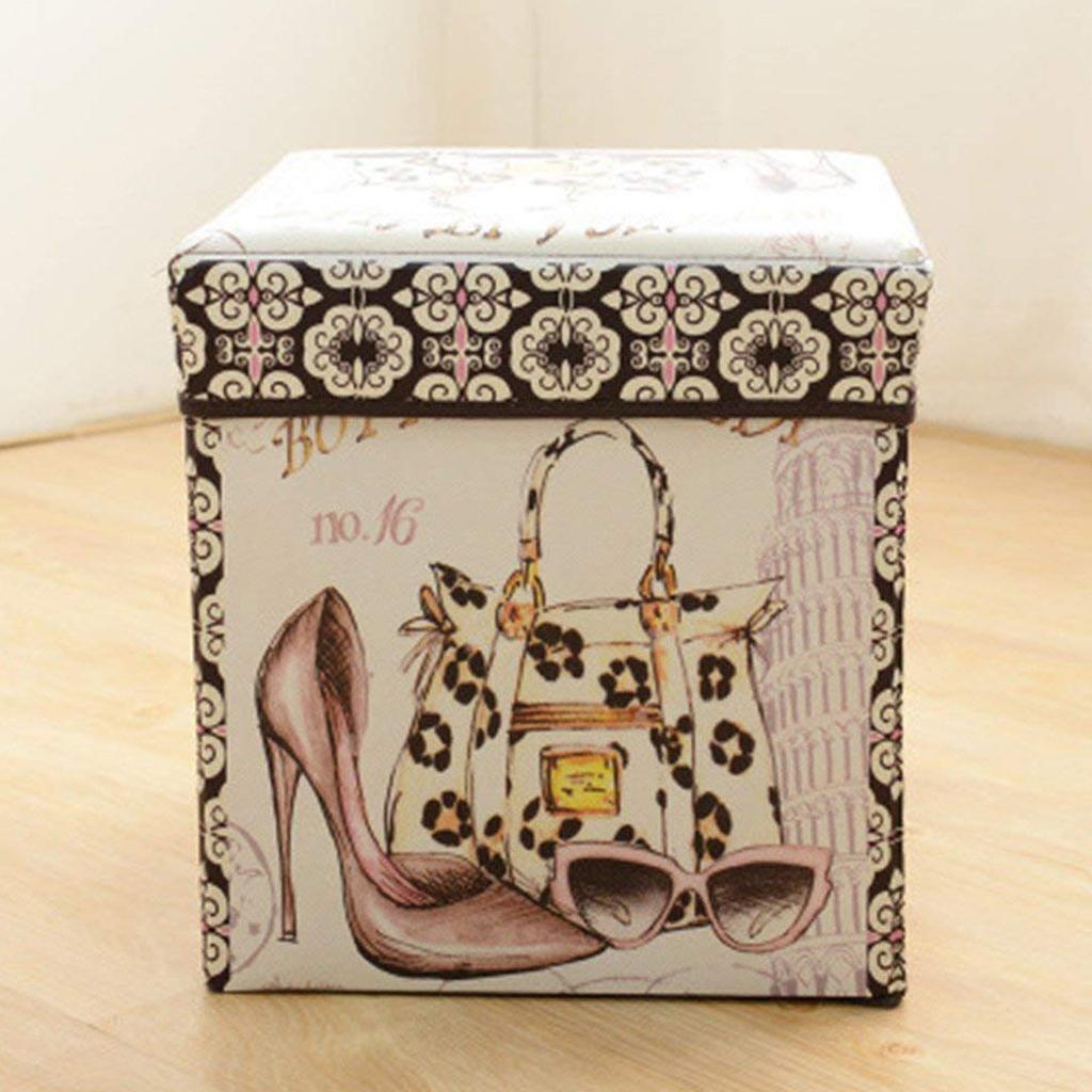 Foldable Storage Ottonmans Box Chest Seat Food Stool