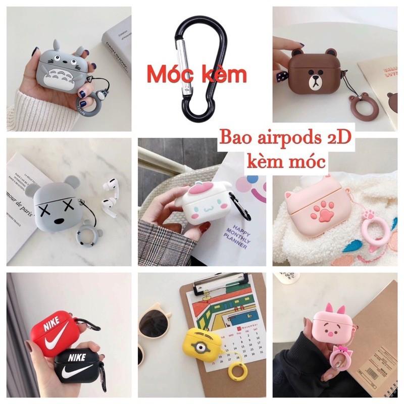 Vỏ bảo vệ bao đựng tai nghe/Case Airpods 1/2 2D hình CUTE - kèm móc khoá